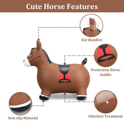 Inflatable Hopping Ride Horse - Brown