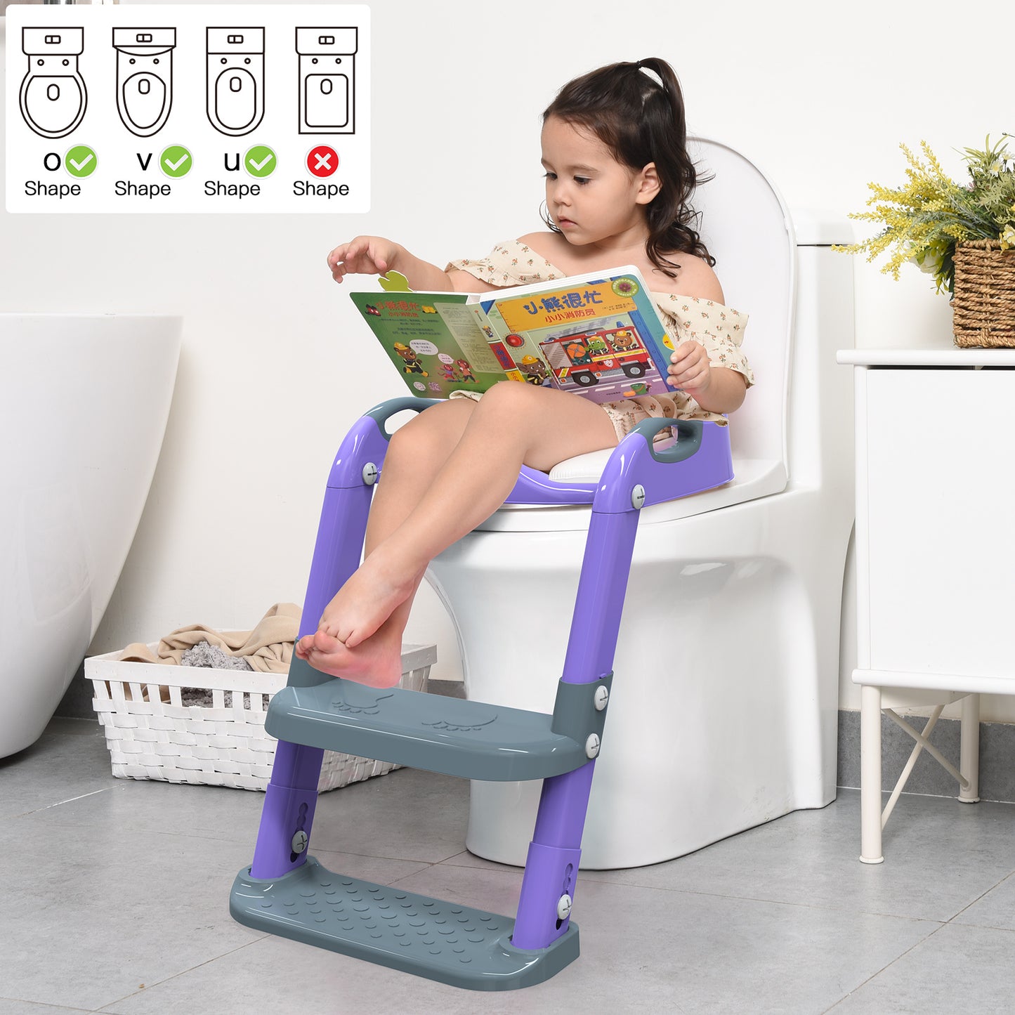 Purple Potty Training Seat Double Pedal Ladder